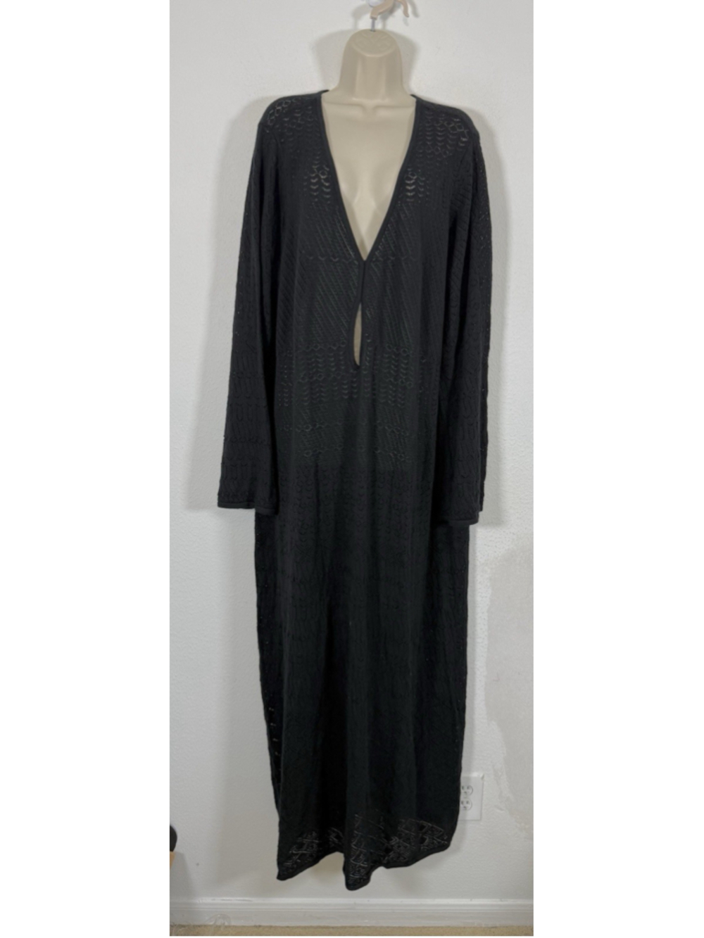 FUTURE COLLECTIVE JENNY K LOPEZ Black Crochet Maxi Dress 3X Beach Cover Up Boho - Picture 2 of 12